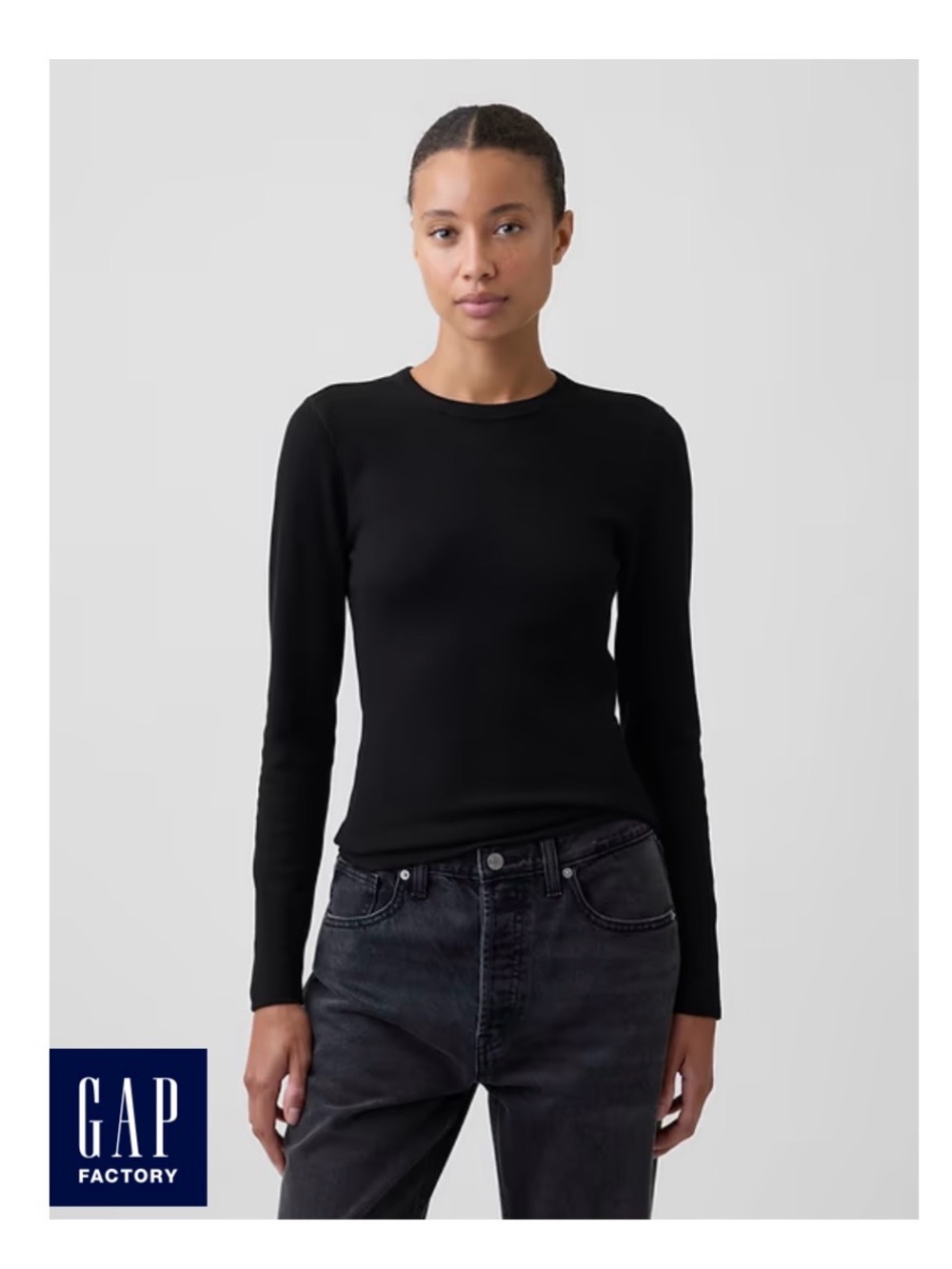 GAP Factory Black Long-Sleeve Crewneck Tee